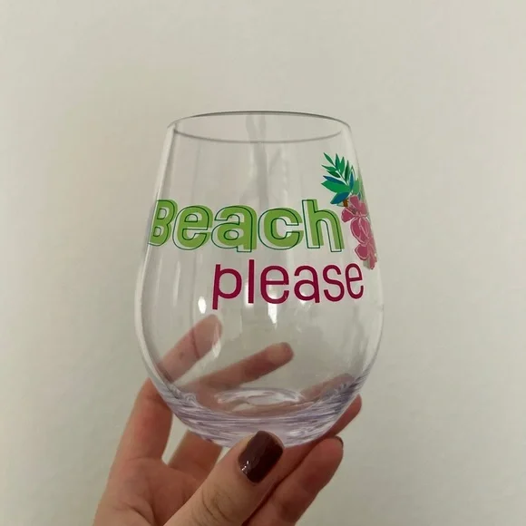 Beach Please Clear Acrylic Stemless Wine Tumbler, 19-Ounce- NWOT - Picture 10 of 10